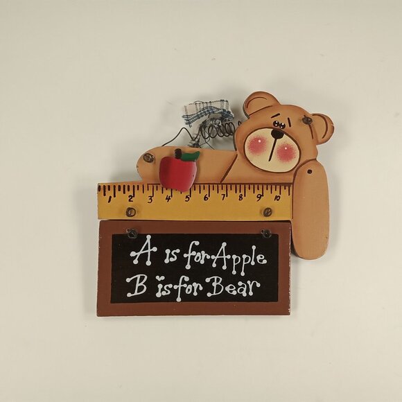 A is for Apple, B is for Bear Special Teacher Country Rustic Hanging Ornament - Picture 1 of 3